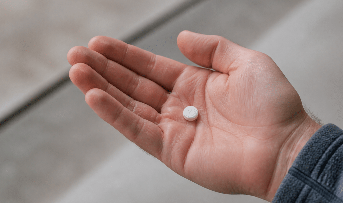 Comprime blanc dans main avec liste effets indesirables ecrite